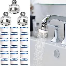 Dexspoeny 21Pcs Sink Water Filter with Filter Elements Set,Sink Faucet Filter 360°Rotating, Bathroom Sink Filter Removes Fluoride Hard Water, Faucet Filter Faucet Extender for Home Kitchen Sink-image-53