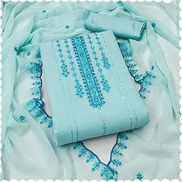 Women's Georgette Embroidered Unstitched Dress Material-picture-32