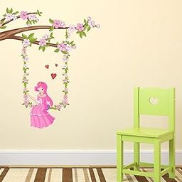Wallzone Vinyl Barbie Doll Wall Self-Adhesive Sticker (100 X 90 Cm, Multicolour)-image-4