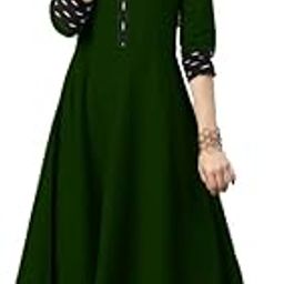 Anarkali Cotton Batik Printed Lace Border Umbrella Style Kurti Gown for Women Girls Plain and Solid Dress Top-picture-12