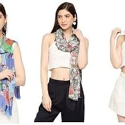 Multicolor Floral Printed Viscose Scarf For Women, Lightweight Soft Scarves Stoles for Summer & Winter (Size: 183 X 51 cm) || Pack of 3 ||-image-70