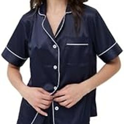 VC FASHION HUB Blue Women's Satin Plain/Solid Relaxed Night Suit Set of Top & Shorts (164-NW-HALF-BLUE-P)-image-70