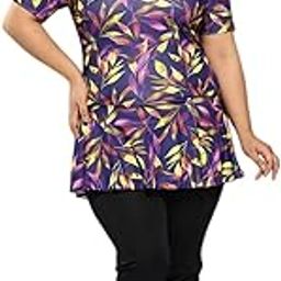 Womens Sports Wear Purple-Black Colour Floral Print Nylon Plus Size Swim Suit-picture-20