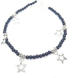 Metal Stars Anklet With Black Pearls For Women-image-81