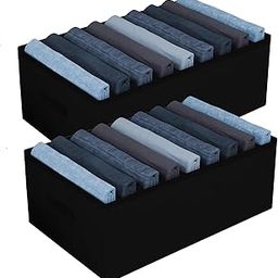 Kuber Industries Trouser Box | Wardrobe Organizer | Clothes Organizer | Storage Box for Pants-Shirt-Sweaters-Bra Panty-Socks | 9-Grid Closet Organizer | Plain | Large | Pack of 2 | Black-image-10