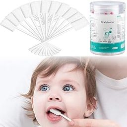 SNOWIE SOFT 30Pcs Oral Care Baby Oral Cleaning Swabs Disposable Tongue Cleaner Cotton Swab Infant Baby Finger Manual Toothbrush Dental Cleaning Swabs For 0-24 Month Baby, White-19