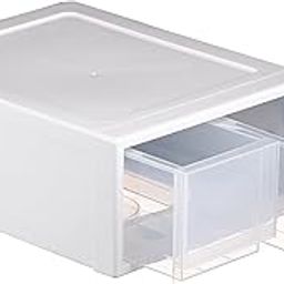 INABOX Double Vertical Stackable Drawer, Clear, Transparent PP Storage Organizer, No Lid, 34L x 27W x 14H, Durable & Space-Saving for Home Organization-16