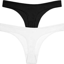 Thong for Women Cotton Underwear Low Rise Solid G-String Sexy Lingerie Panties | Women Stretchable Under Fitted Outfits Bikini Style Underwear -Pack of 2 (in, Alpha, S, Regular, Black White)-picture-8