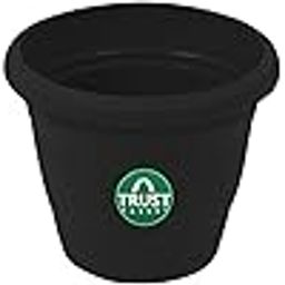 TrustBasket UV Treated Plastic Round Pot (14 Inches) -Black Color -Set of 3 | Heavy Duty Highly Durable Plant containerGamla for Indoor Home Decor & Outdoor Balcony Garden-59