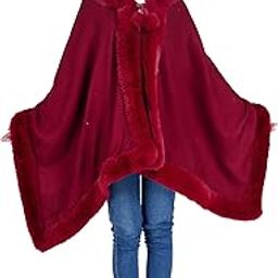 Women's Wool Blended Faux Fur Wrap Stole/Shrug, Free Size, Winter Warm Shawl for Wedding/Dinner Casual Wear-image-32