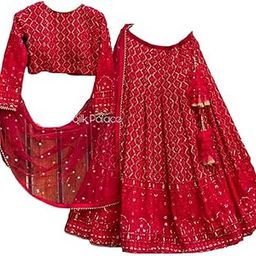 Women S Georgette Weddings Semi-Stitched Lehenga Choli (Sf201378 Red Free Size)-picture-14