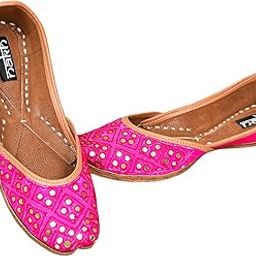 Women's/Girl's Leather Soft and Comfortable Traditional Mirror Work Jutti | Mojari | Belly with Embroidery Work-picture-6