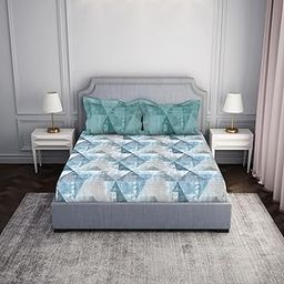 Spaces Atrium 144 TC 100% Cotton Bedsheet for Double Bed with 2 Pillow Cover | Breathable & Super Soft (88" X 100" Inches) - Dark Grey-image-26