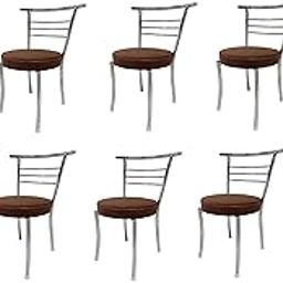 P P CHAIR Office Visitor Student Study Chair Home Resturant Dining Chair Multipurpose with a Leather Cushion Steel Chrome Chair Brown (10)-image-16
