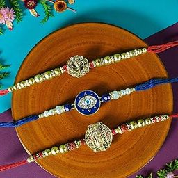 PoPo Toys Traditional Premium Rakhi Combo for Brother – Celebrate The Eternal Sibling Bond | Assorted 3 Rakhis| Kundan Rakhi | Raksha Bhandhan | Free Roli Chawal-image-43
