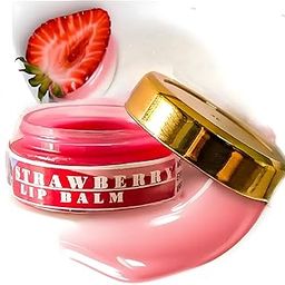 Extra-large Strawberry Lip Balm, 10g, For Dry and Chapped Lips, pink Tint and Strawberry Flavor for kids and girls 3 in one as a Daytime lip moisturizer, Overnight lip mask, Nourishing butter balm-29
