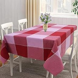 Airwill 100% Cotton Checkered Pattern 4 Seater Square Table Cover Sized, 56x56 inches (Red,Pink, Pack of 1)-29