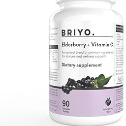 Briyo Elderberry Plus Vitamin C - 90 Chewable Tablets - For Daily Immune Support Immunity Booster, Healthy Antioxidants and Skin Care (Natural Berry Flavour)-image-5