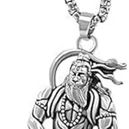 Hindu Lord Bajrangbali Hanuman idol Monkey God Metal Pendant Necklace Chain For Men And Women Hanuman Meditation Locket-image-53