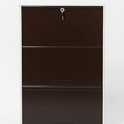 3-Door Metal Shoe Cabinet, Wall-Mounted (Brown)-image-44