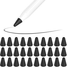 SIXFU Cover Compatible with Apple Pencil Tips, Silicone Nibs Protector for Apple Pen 1 and 2 Gen iPencil Tip Paper Feel Cap Accessories(Black * 30)-image-58