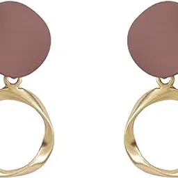aquastreet Geometric design Earrings With Pearl Drop Earrings Gold Plated Alloy For Girls And Women-picture-0