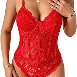 Sheer Net Baby Doll Dress for Women Night Wear | Bodysuit-Style Baby Doll Night Dress for Women (Red Color- 71)-picture-5