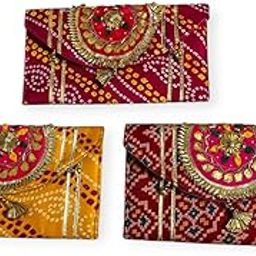 Handmade Wedding Women Hand Bag For Gifts II Potli Zipper Bags II Girls Handbag II Girls Side Bads II Ladies Purse II Mehandi Haldi for Girls (Set of 3)-image-41