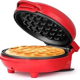 Mini Waffle Maker Machine 3 In 1 Easy To Clean Dual Side Plate, Perfect For Pan Cakes, Dessert, Breakfast - 350 Watts, 4 Inch, Electric Waffle Iron Pancake Maker (RED, STANDERD)-0