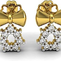 18KT Yellow Gold and Diamond Stud Earring for Women-image-54
