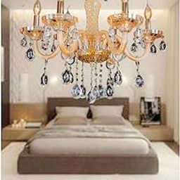 ADWAIT Modern K9 Crystal Chandelier 12-Light Candle Style Modern Pendant Ceiling Fixture Compatible with E12 Bulbs for Living Room Dining Room Bedroom Hallway Entry (6 Lights)-image-80