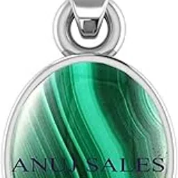 anuj sales 13.25 Ratti Natural Malachite Silver Plated Pendant/Locket Gemstone by Lab Certified for Men and Women-picture-25