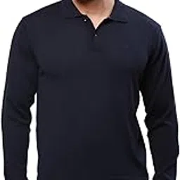 raymond Men's Contemporary Fit Acrylic Wool Blend Full Sleeve Regular Collar Solid Pattern Fancy Blue Casual Sweater-picture-37
