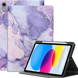 ProElite Book Cover Case for Apple iPad (A16) 11th/10th Generation (2025/2022) Cover, Smart Flip Case Book Cover for Apple iPad 11th/10th 2025/2022 Generation with Pencil Holder, Marble Purple-image-68
