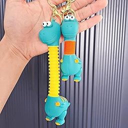 Expandable Neck Keychain |cartoon pull-out keychain| Super creative Cartoon toy, long neck Anime car keychain.-image-65