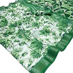 Cotton Linen Saree, Geometric Pattern with Jari Work.Traditional Design, 5.5 Metres-image-76