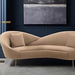 Wood Art City - Velvet Curved Back Modern Design Sofa with Golden Metal Legs Sofa Couch for Living Room, Bedroom, Hallways (3 Seater, Cream)-image-16