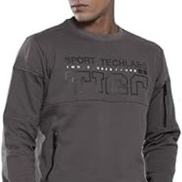 Men Regular Fit Placement Print Crew Neck Overhead Sweatshirt-picture-12