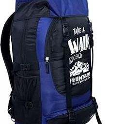 Waan Craft Waterproof Hiking Backpack with Wild Side Design, Black and Navy Blue, Mountain Adventure Rucksack-24