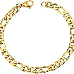 salve Men Gold Figaro Chain Bracelet – 9.5mm Wide, Waterproof Stainless Steel Jewellery for Men, Durable & Anti-Tarnish, Classic Cuban Link Design, Gift for boys-picture-12
