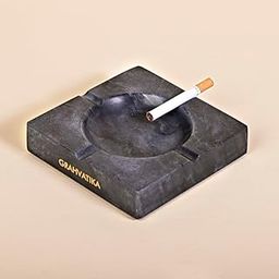 Grahvatika Handmade Marble 5 Inch Square Tabletop Ashtray Indoor Outdoor Use Cigarette Cigar Ash Holder Desktop Smoking for Home Or Office Gifts-image-33