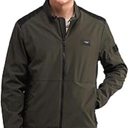 Men's Green Color Blocked Stand Collar Long Sleeve Casual Polyester Regular Fit Jacket-picture-13