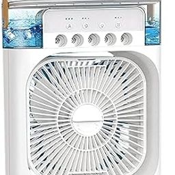 KRIVASMART Portable Mini Cooler – USB Rechargeable Personal Air Conditioner & Humidifier | Compact Cooling Fan with LED Light for Bedroom, Office, Car, Dorm, Travel & Camping | Quiet Desk AC Fan-image-0