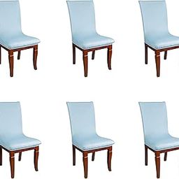 TONY STARK Polyester Spandex Printed Chair Cover Pack of 6 Stretch Removable Washable Short Dining Chair Cover Protector Seat Slipcover (Sky Blue, Pack of 6)-image-5