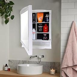 Urban Choice Grace Fine Ware Bathroom Cabinet with Mirror, Wall Mounted Storage Cabinet with Magnetic Door & 4 Inner Shelve, Stylish & Heavy-Duty Plastic Cabinet for Storage Above Washbasin-image-27