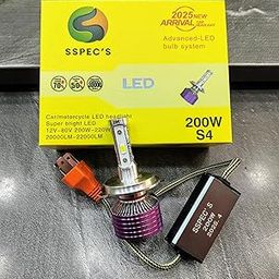 MOTOLURGY [12 Months Warranty SSPEC S4 200W Powerful Super Bright H4 LED Automotive Headlight Bulb For Bike 22000 Lumens 8000 RPM Car And Motorcycle Modification LED Headlight Bulb Accessory-image-43