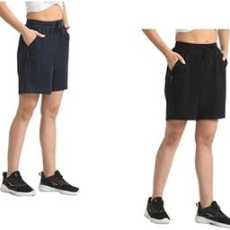 Women Solid Cotton Blend Regular Bermuda Shorts (Pack of 2)-image-34
