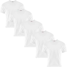 Men's Cotton Half Sleeve Roundneck White Vest Combo (Pack of 5)-image-105