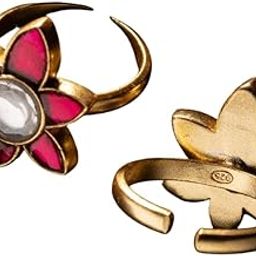 925 Sterling Silver Kundan Jadau Swarna Detailed Ruby Kundan Well Stamped with 92.5, Minimalistic Piece, Indian Style Silver Oxidized Toe Rings-image-35