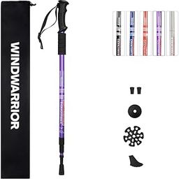WINDWARRIOR Foldable Trekking Poles – Shock Absorbing Lightweight Walking Sticks for Hiking, Climbing & Trekking – Adjustable Aluminium Poles with All-Terrain Attachments & Bag (Purple, Single)-image-35